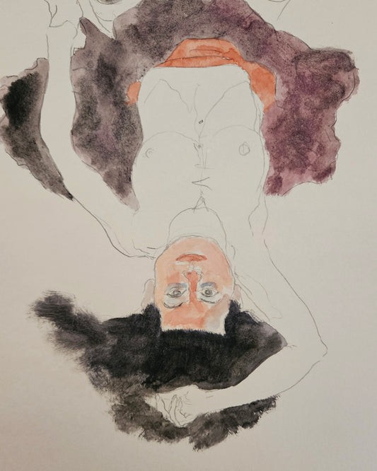 Lying girl with black stockings (Original)