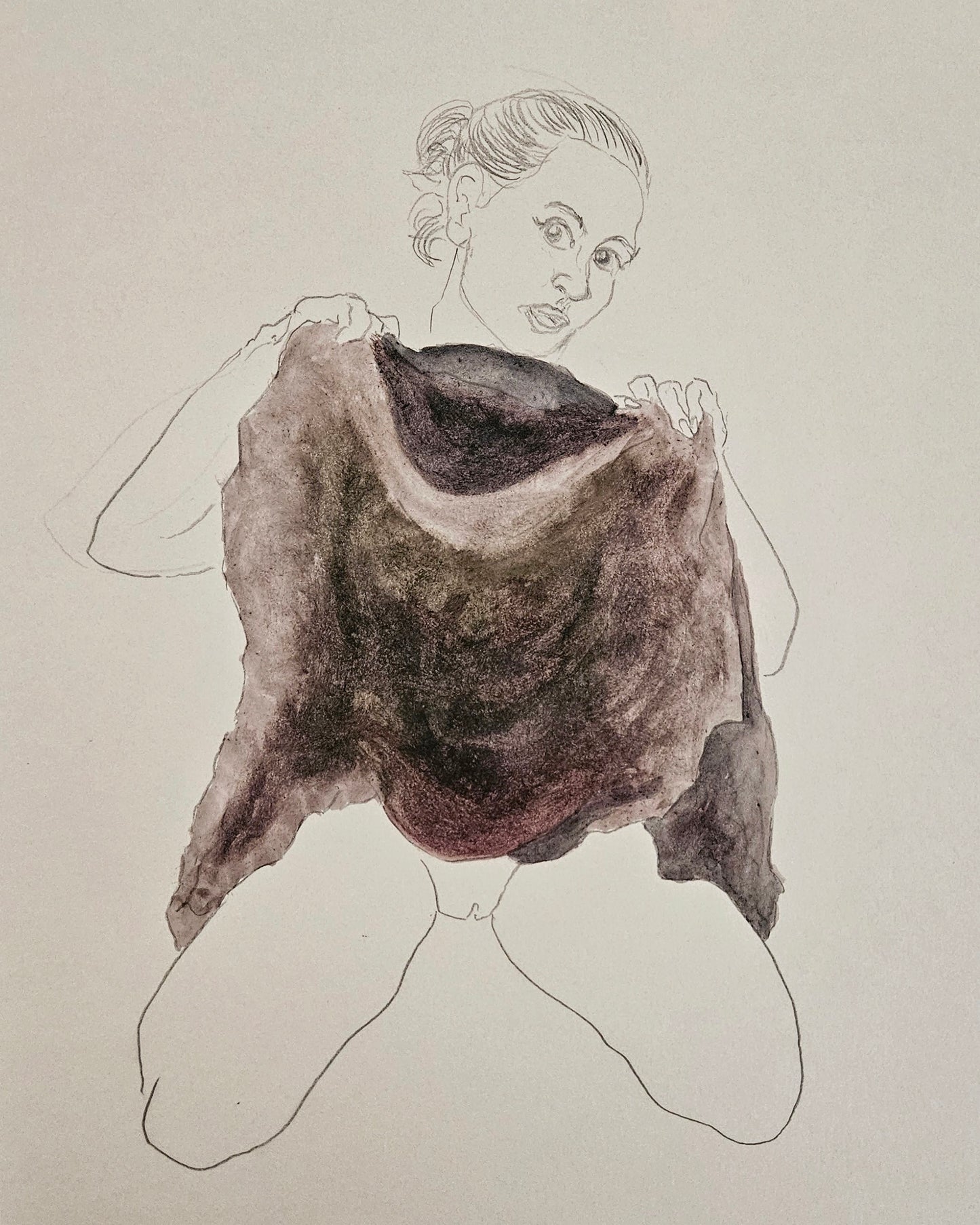 Kneeling girl lifting her skirt (Original)