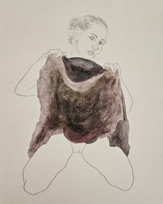 Kneeling girl lifting her skirt (Original)