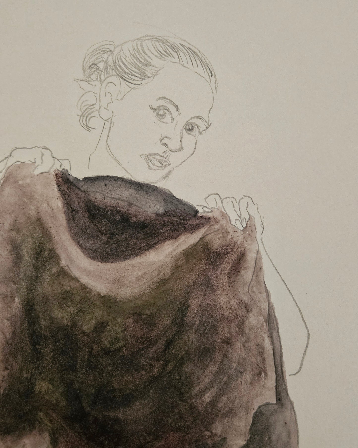 Kneeling girl lifting her skirt (Original)