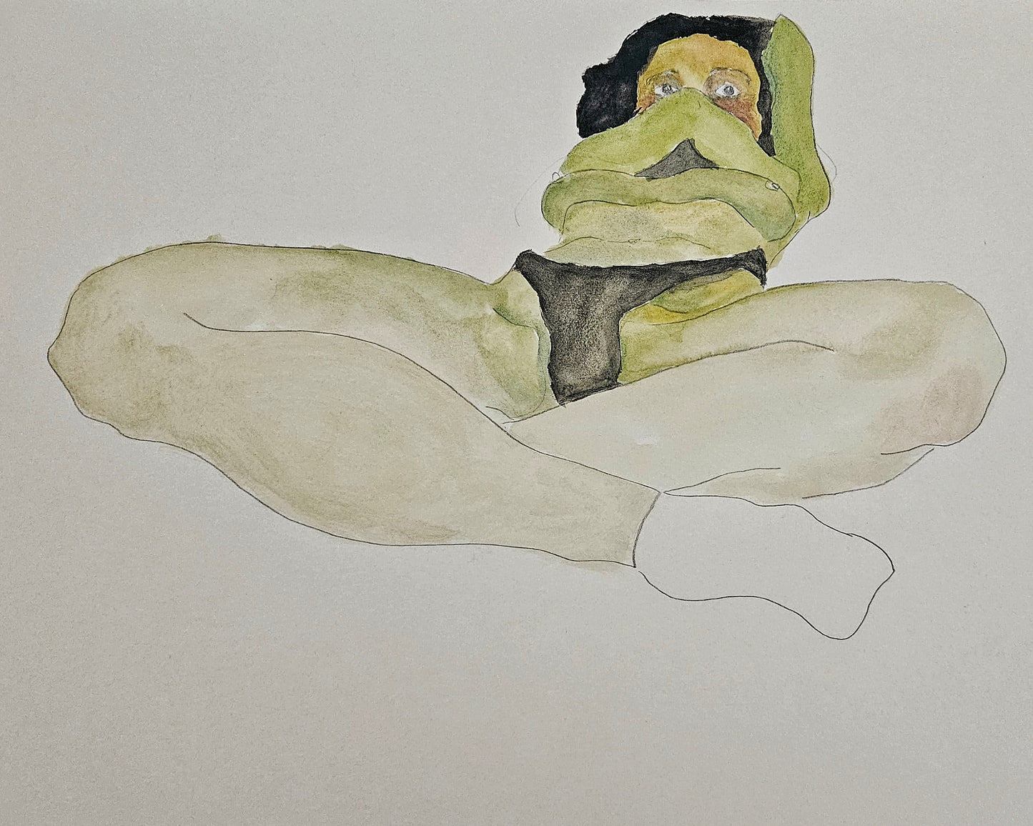 Girl with crossed legs and black underwear (Original)