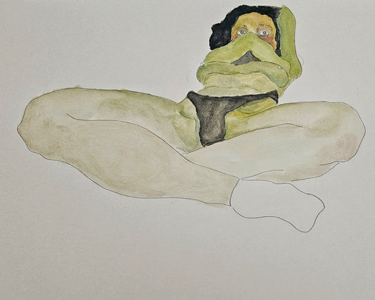 Girl with crossed legs and black underwear (Original)