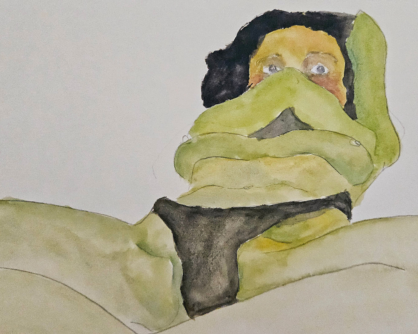 Girl with crossed legs and black underwear (Original)