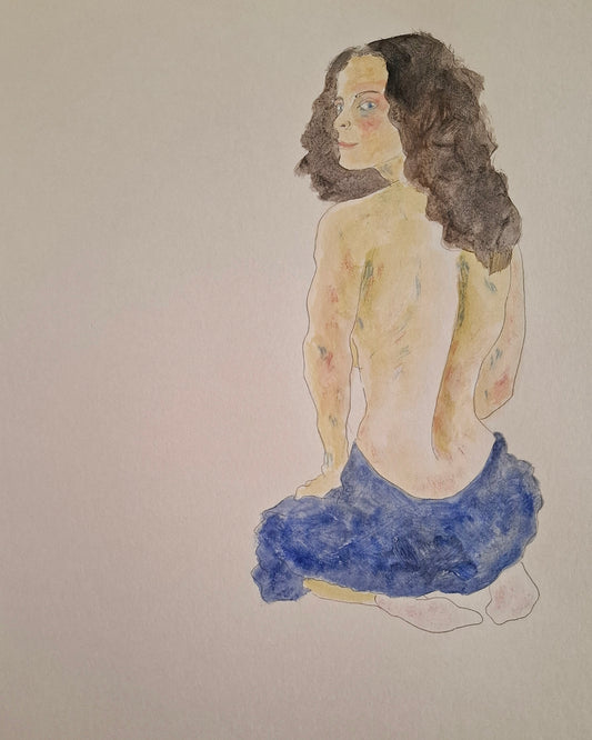 Kneeling girl in blue trousers (Original)