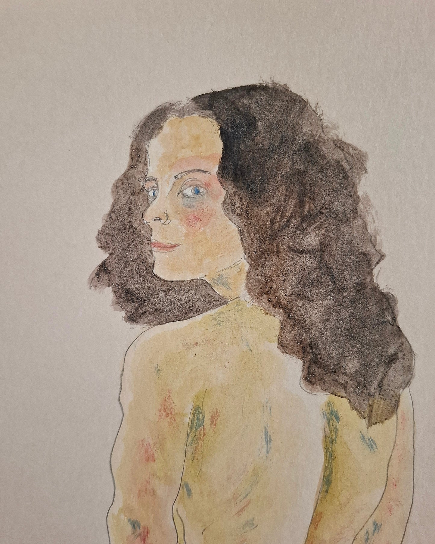 Kneeling girl in blue trousers (Original)