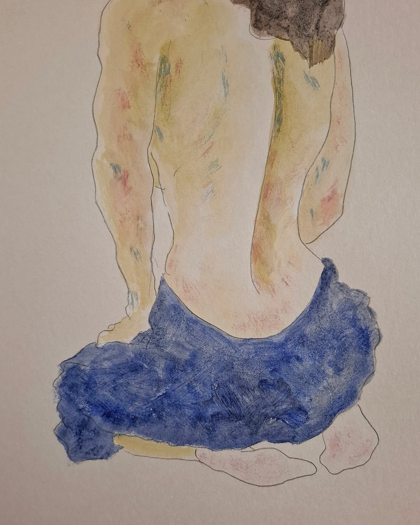 Kneeling girl in blue trousers (Original)