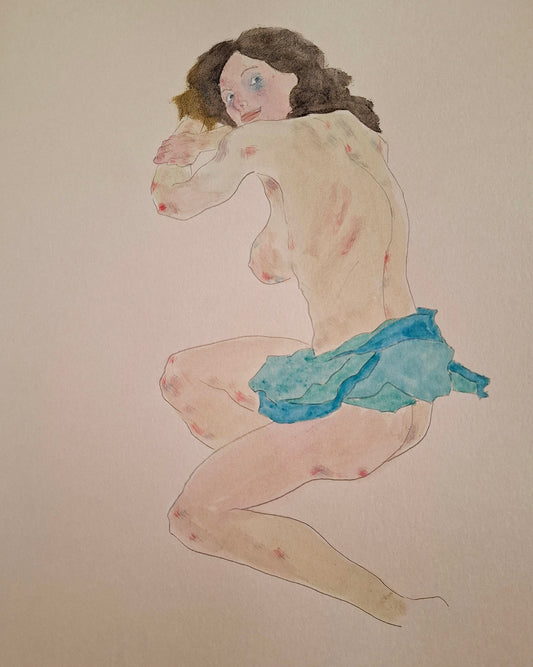 Seated girl with blue garment (Original)