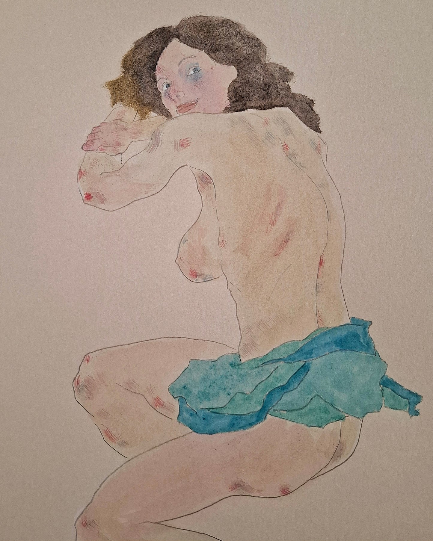 Seated girl with blue garment (Original)