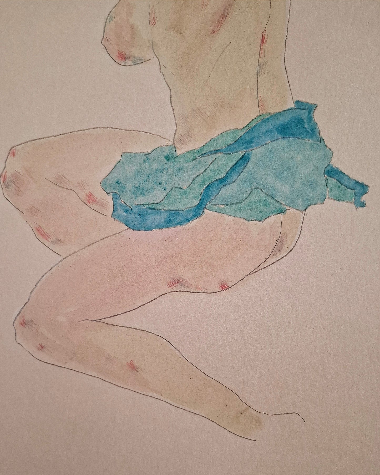 Seated girl with blue garment (Original)