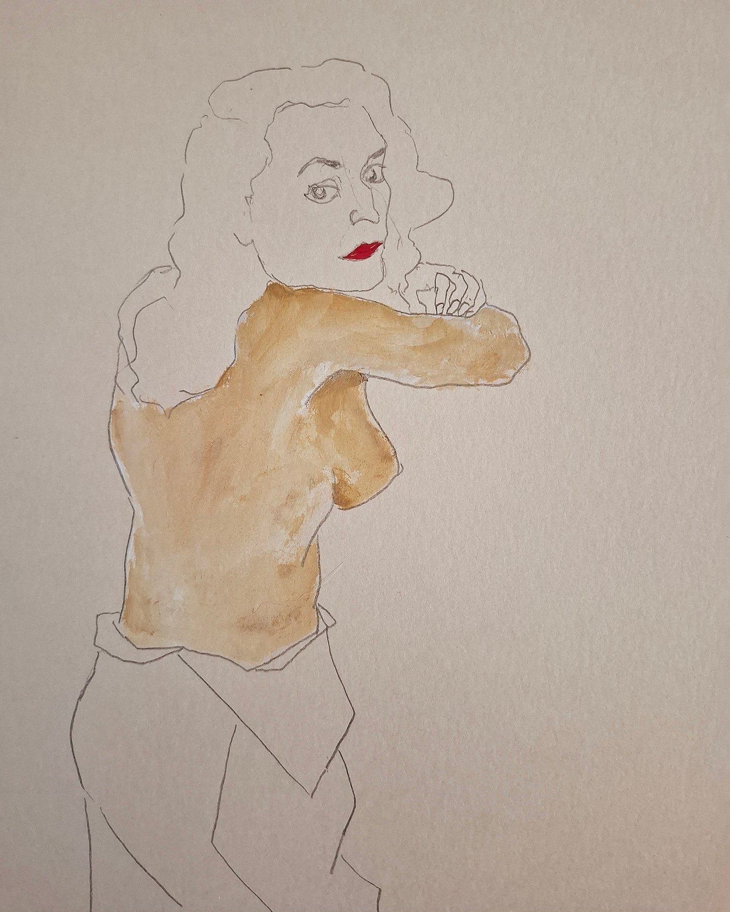 Seated girl with black stockings (Original)