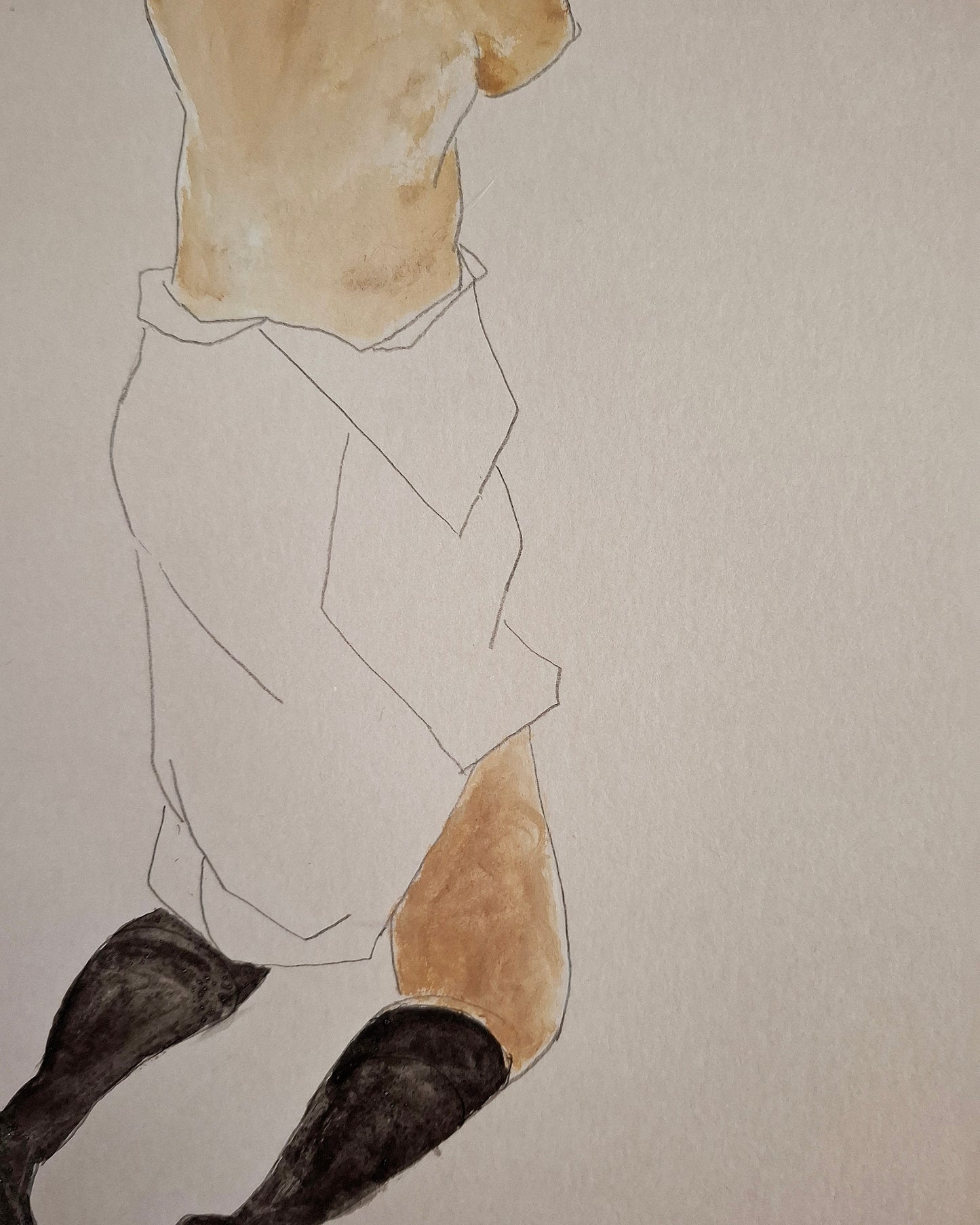 Seated girl with black stockings (Original)