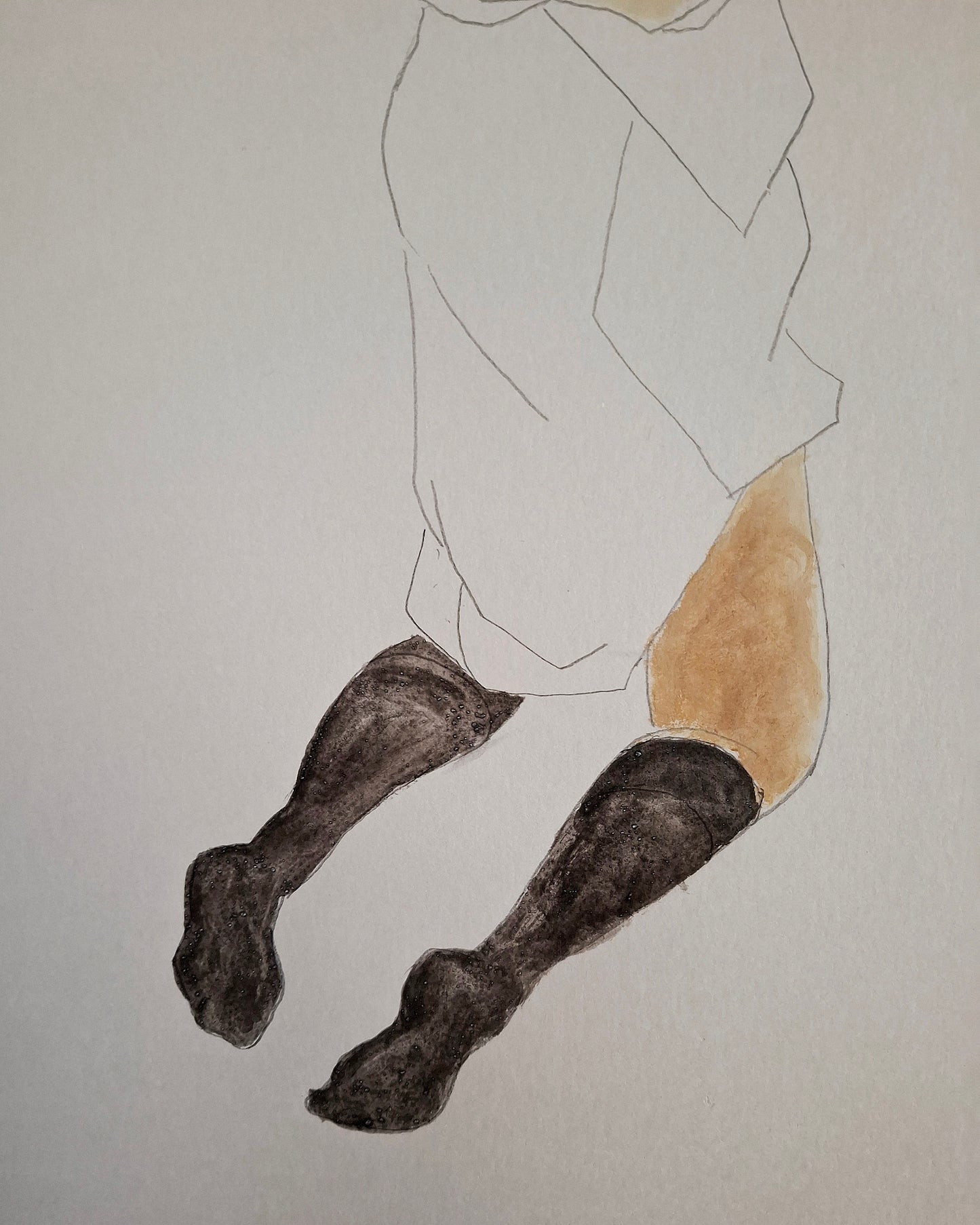 Seated girl with black stockings (Original)