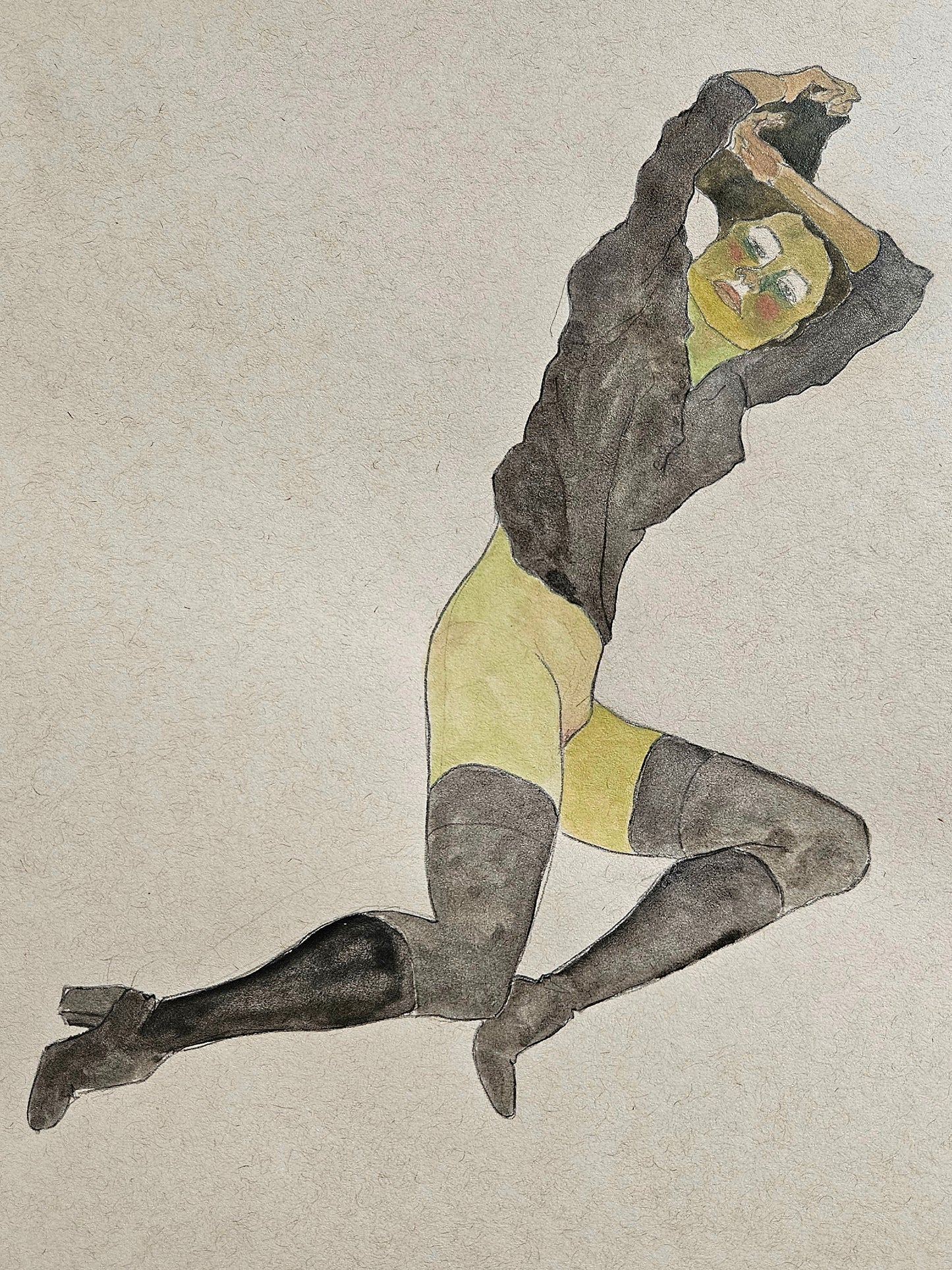 Lying girl in black boots (Original)