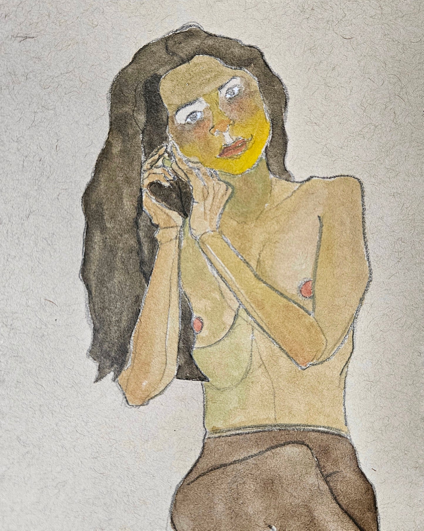 Seated girl in waist tights (Original)