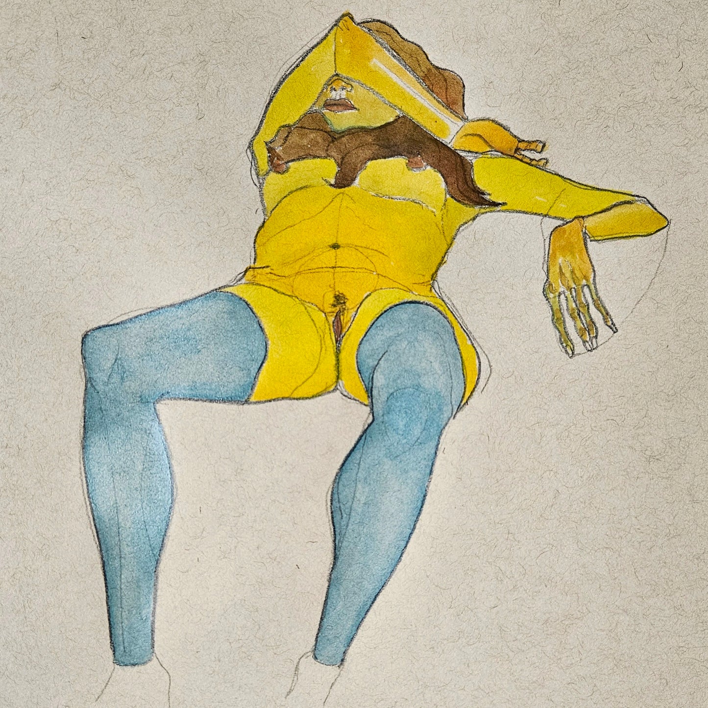 Reclining girl with blue stockings (Original)