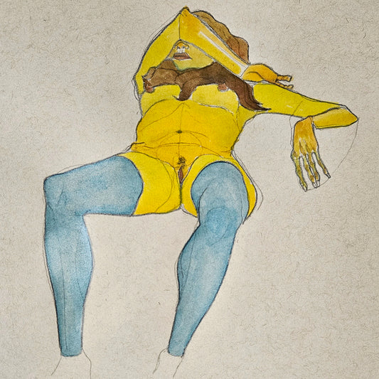 Reclining girl with blue stockings (Original)