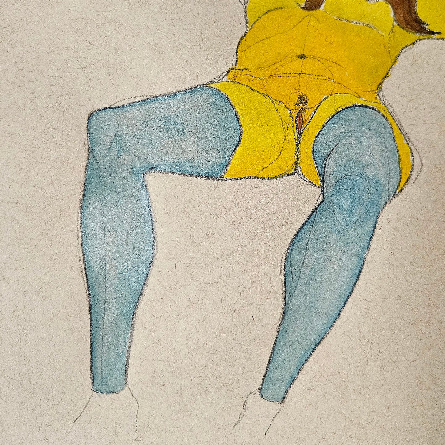 Reclining girl with blue stockings (Original)