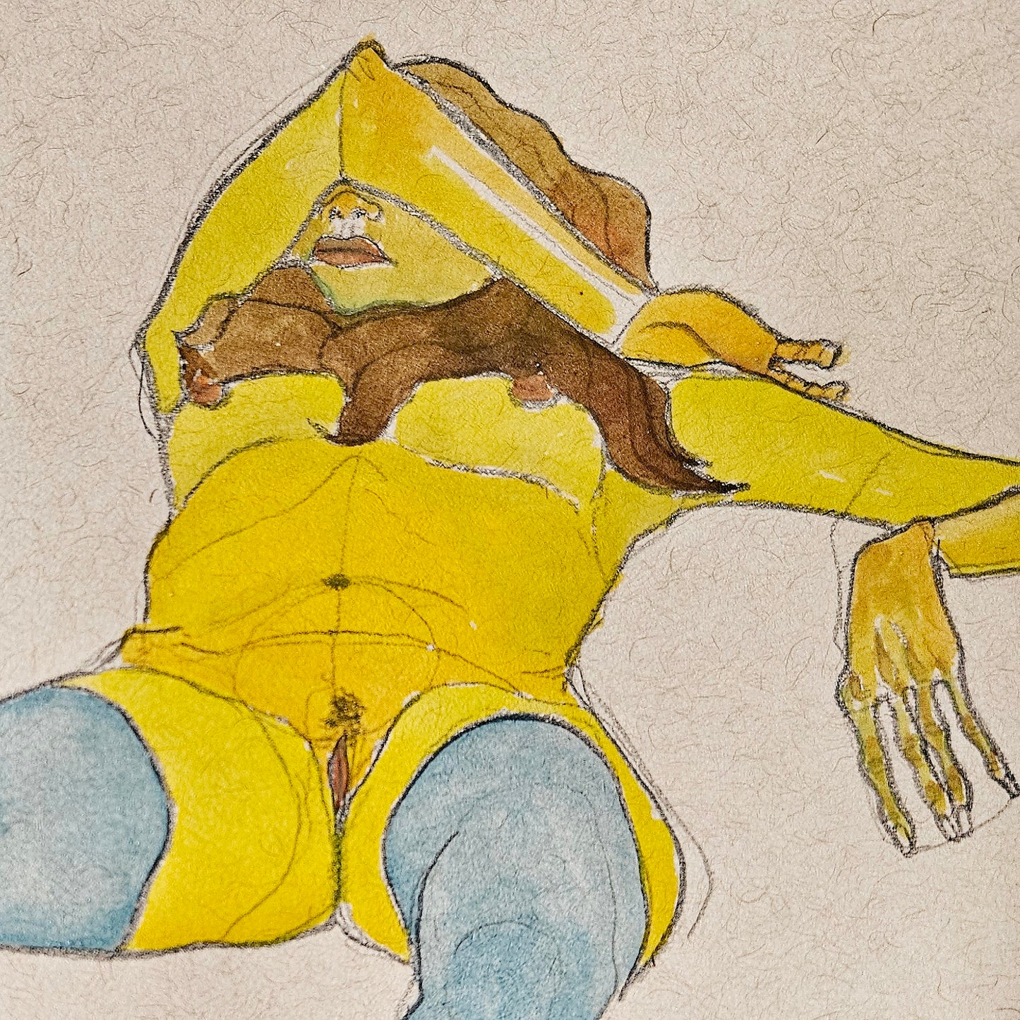 Reclining girl with blue stockings (Original)