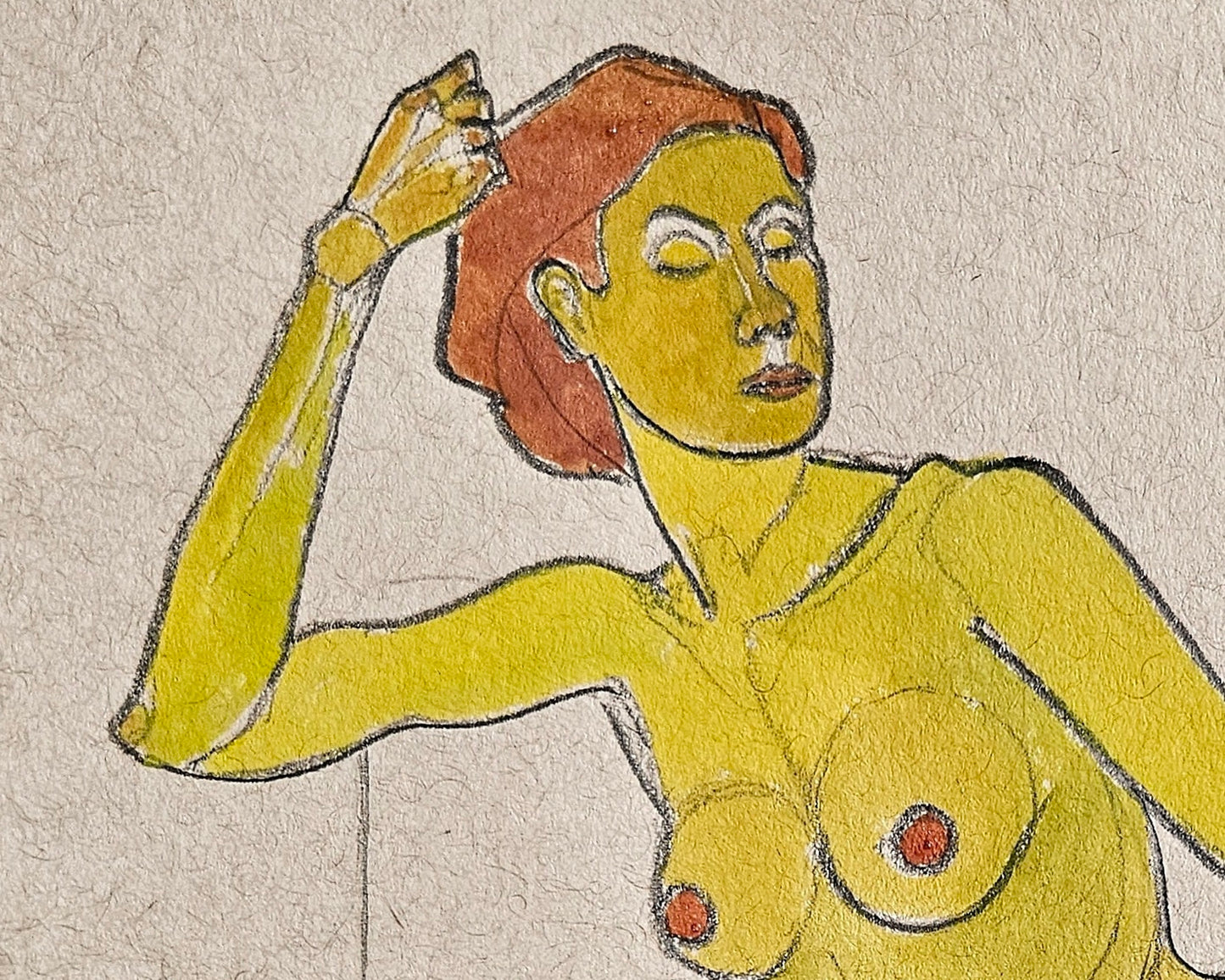 Reclining girl with raised right hand (Original)