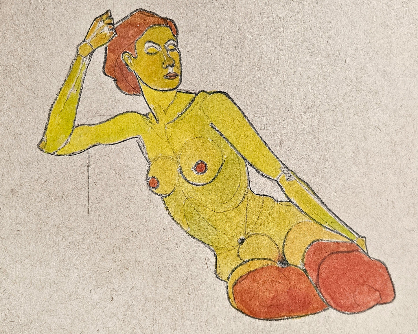Reclining girl with raised right hand (Original)