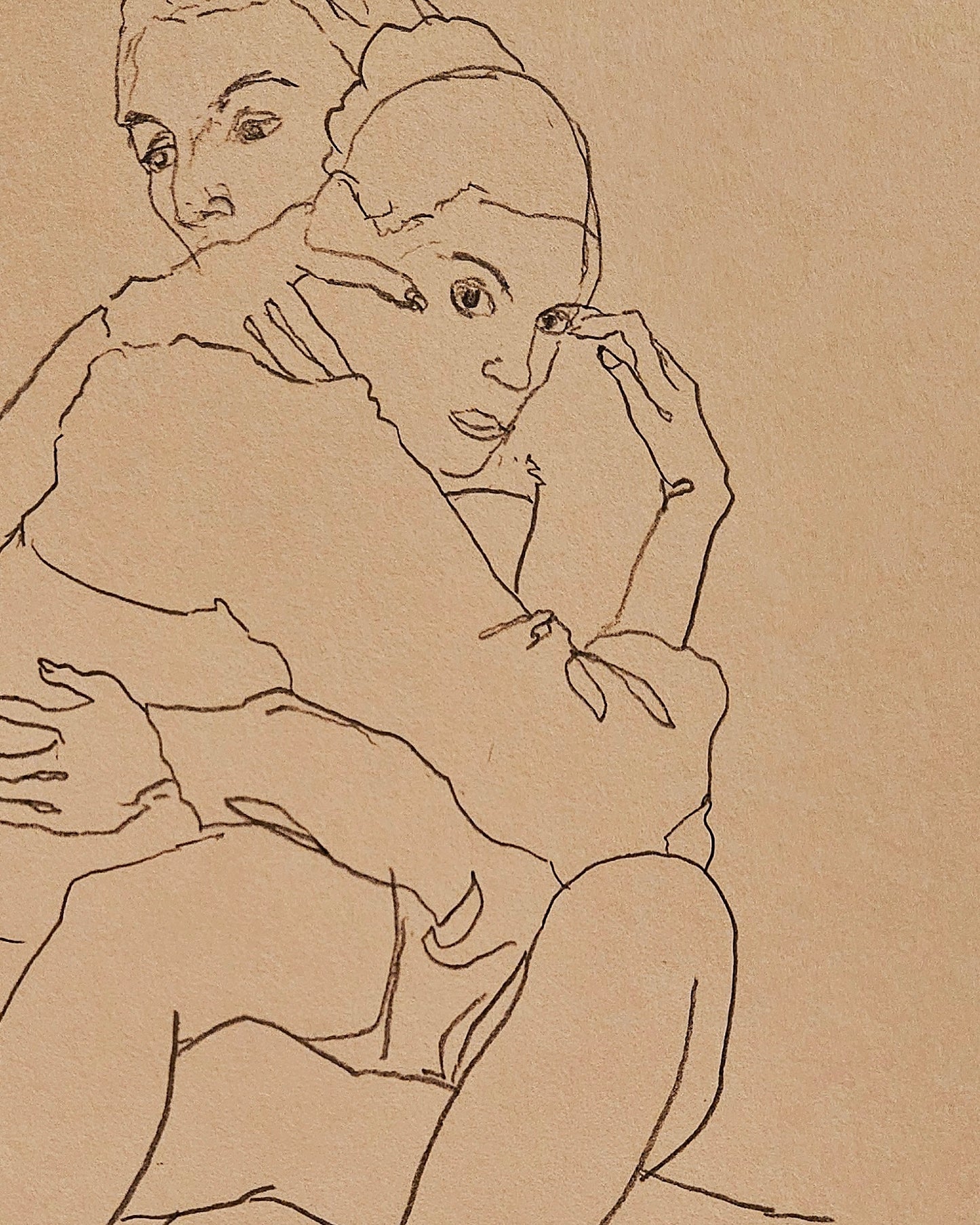 Two girls embracing (Faces of Love, Original)