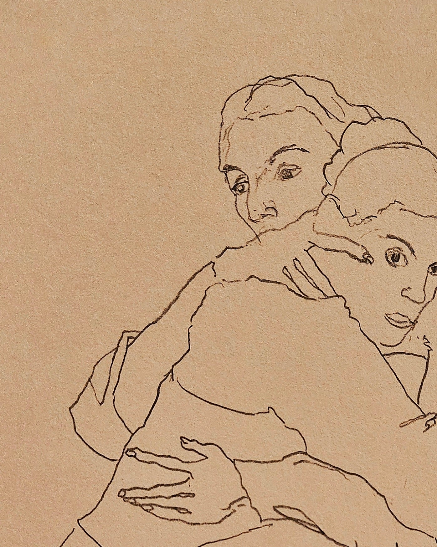 Two girls embracing (Faces of Love, Original)