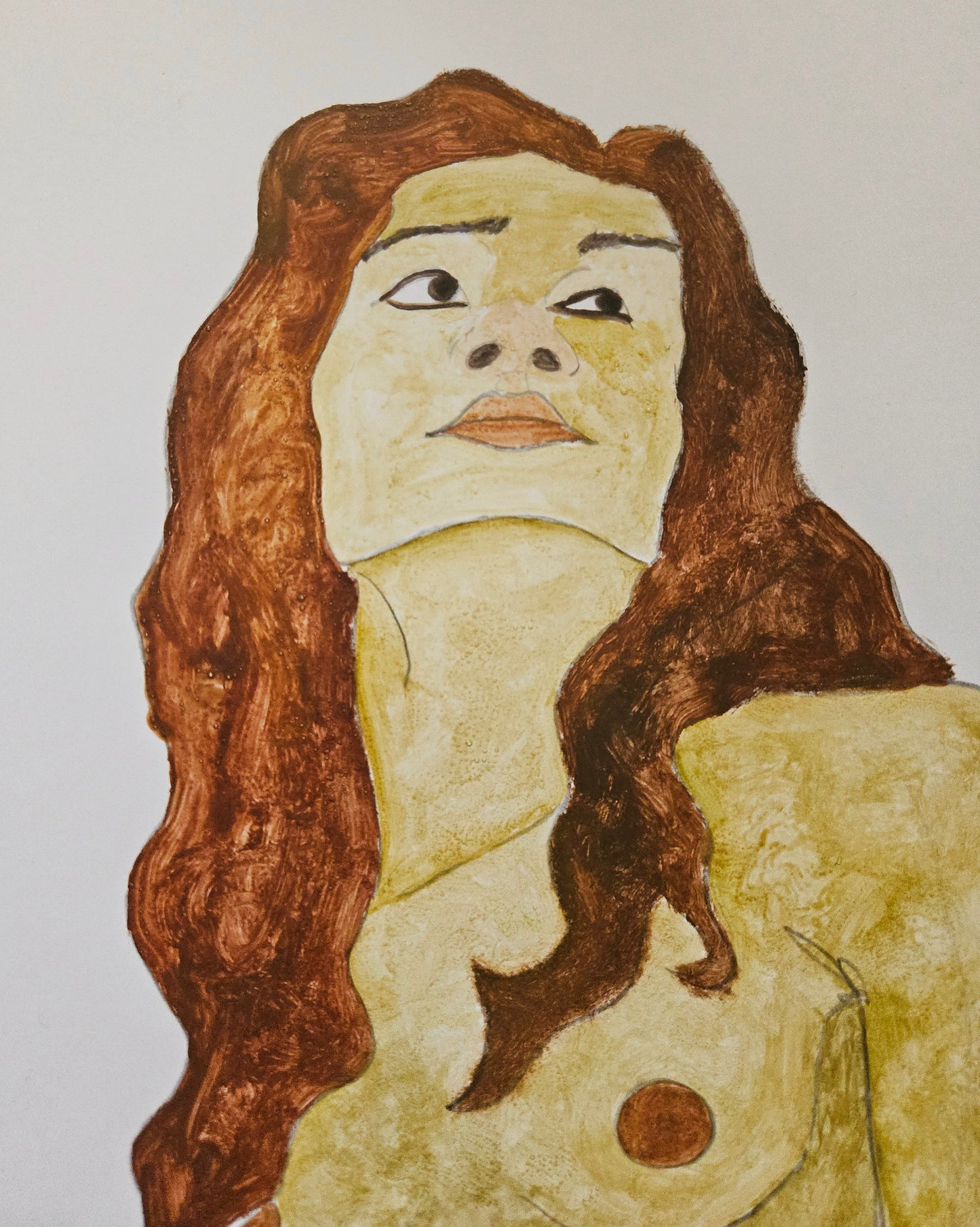 Seated girl with red hair and extended hand (Original)