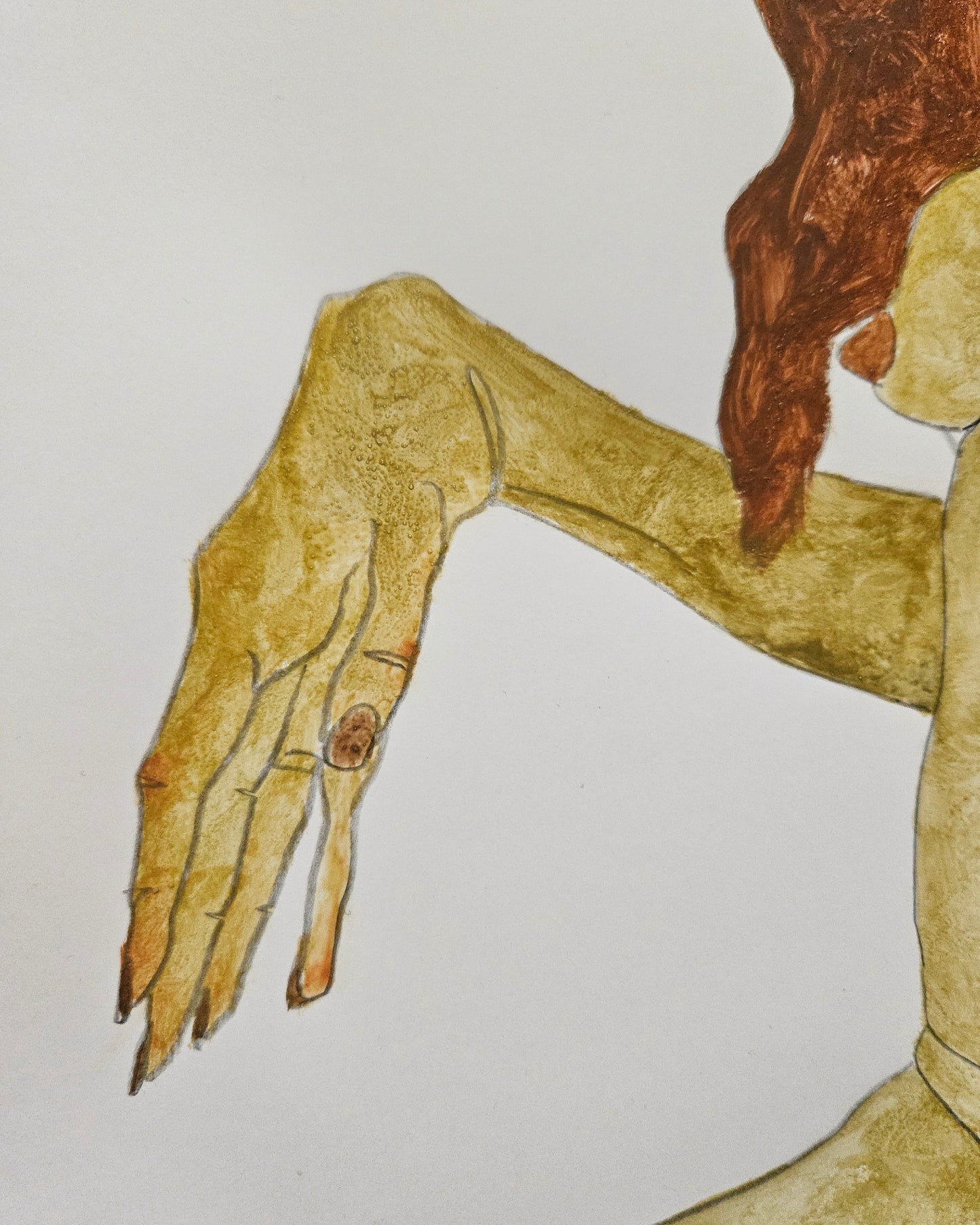 Seated girl with red hair and extended hand (Original)