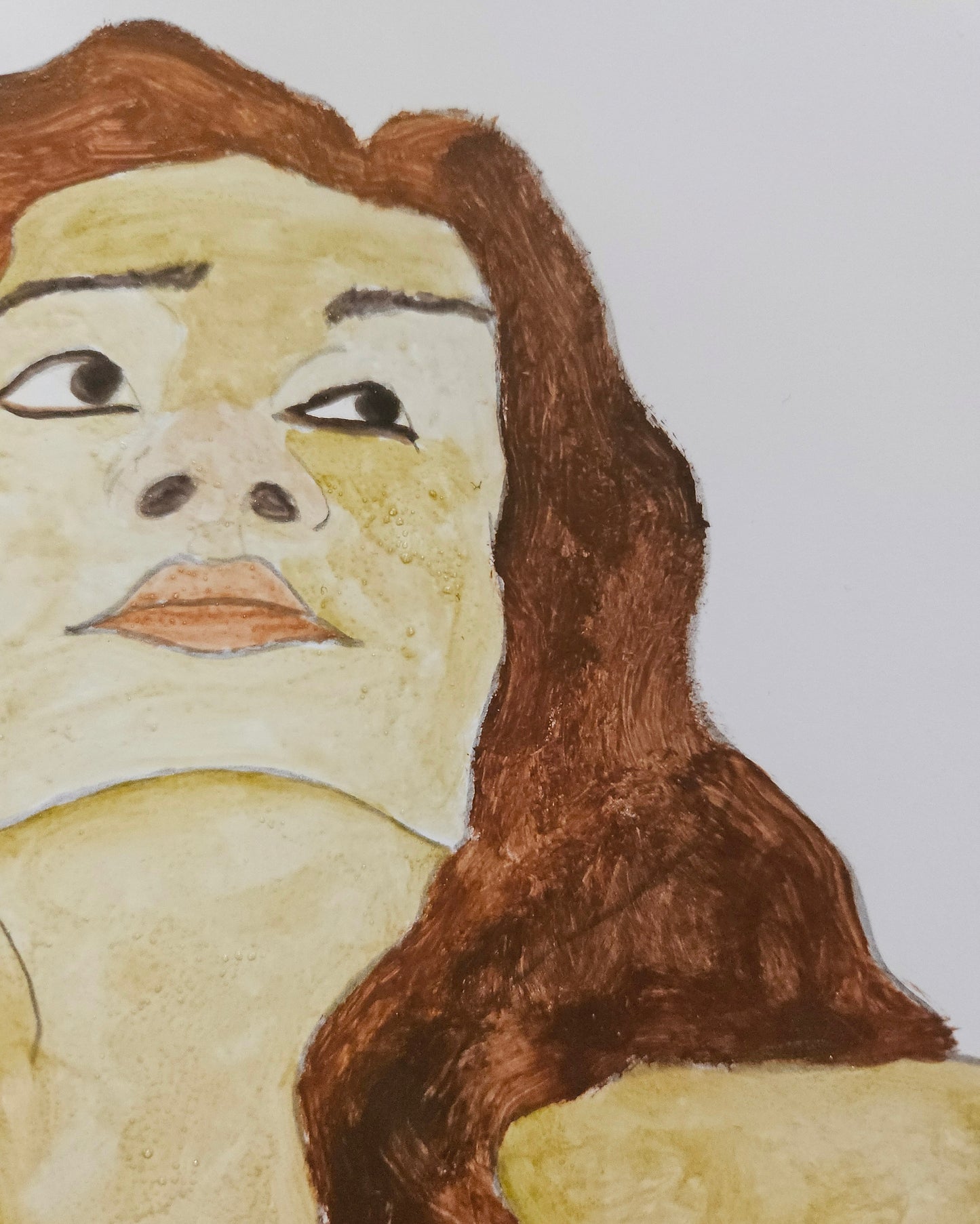 Seated girl with red hair and extended hand (Original)