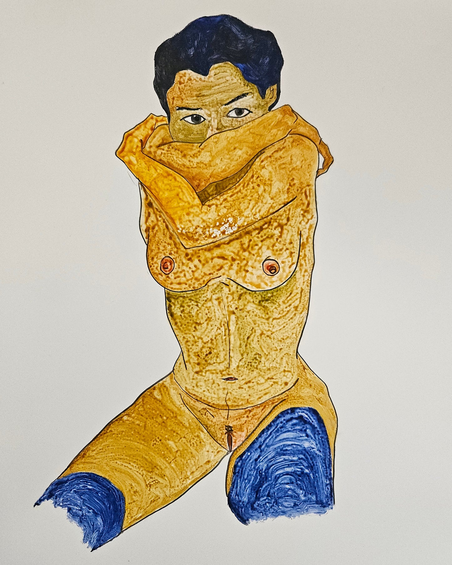 Seated girl with crossed arms (Original)