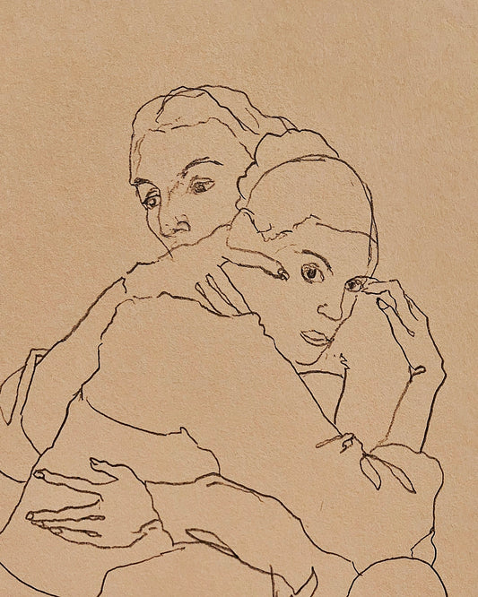 Two girls embracing (Faces of Love, Original)