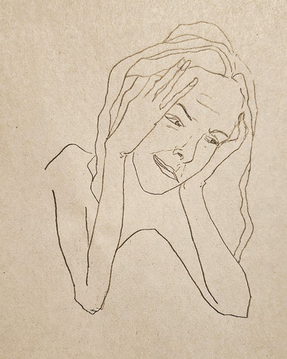 Girl holding her head (Original)