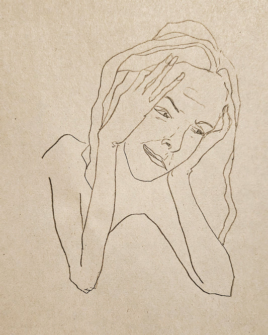 Girl holding her head (Original)